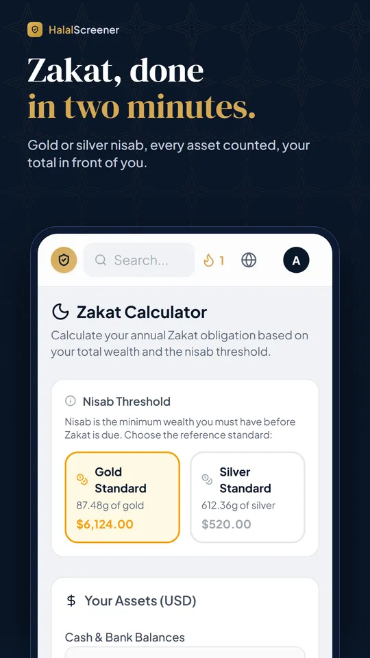 HalalScreener Android app zakat calculator