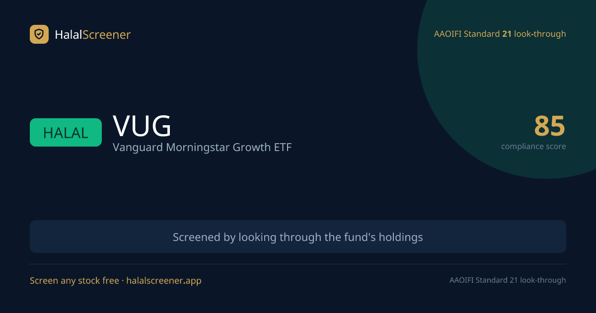 Is Vanguard Morningstar Growth ETF (VUG) ETF Halal? Halal, 85/100 (2026 ...